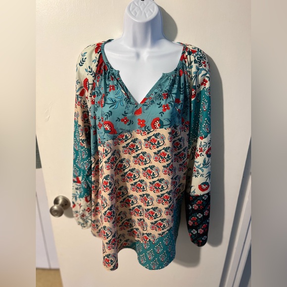 Boutique brand size  XL Bohemian Floral Long Sleeve Blouse - Picture 1 of 10